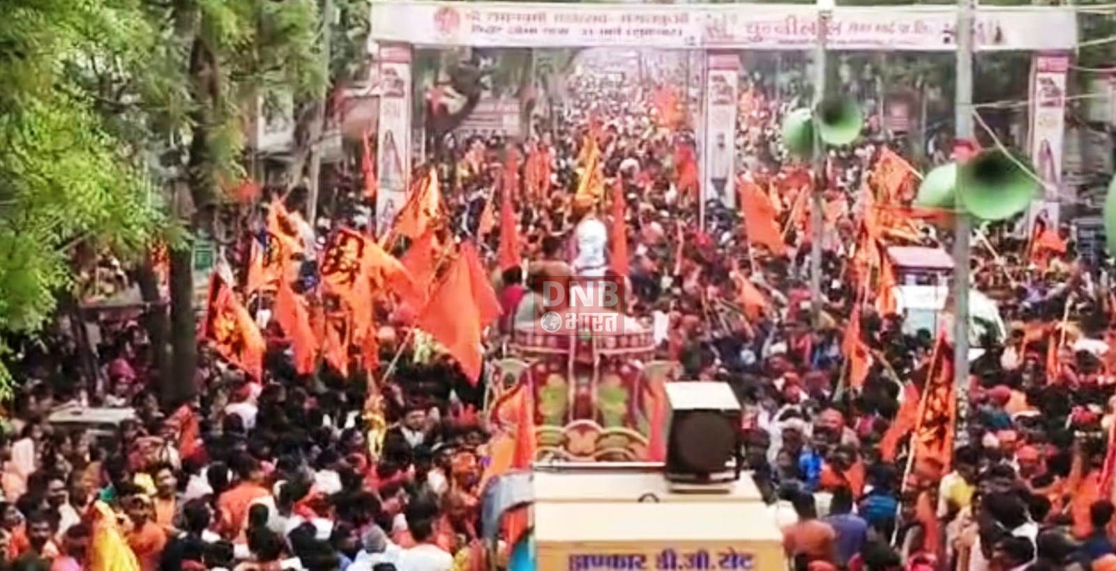 रामनवमी के मौके पर बिहार शरीफ में विश्व हिंदू परिषद व बजरंग दल के द्वारा निकली गयी विराट शोभा यात्रा,लाखो की संख्या में पहुंचे रामभक्त 4