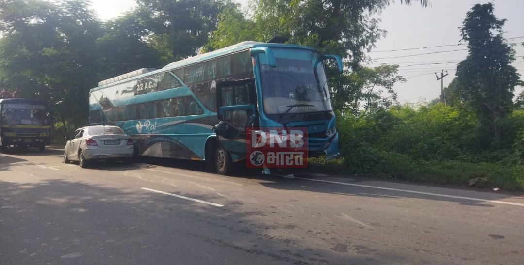 फुलवड़िया थानाक्षेत्र एनएच 28 पर स्विफ्ट कार ने बस में मारी टक्कर, कार सवार तीन युवक घायल 2