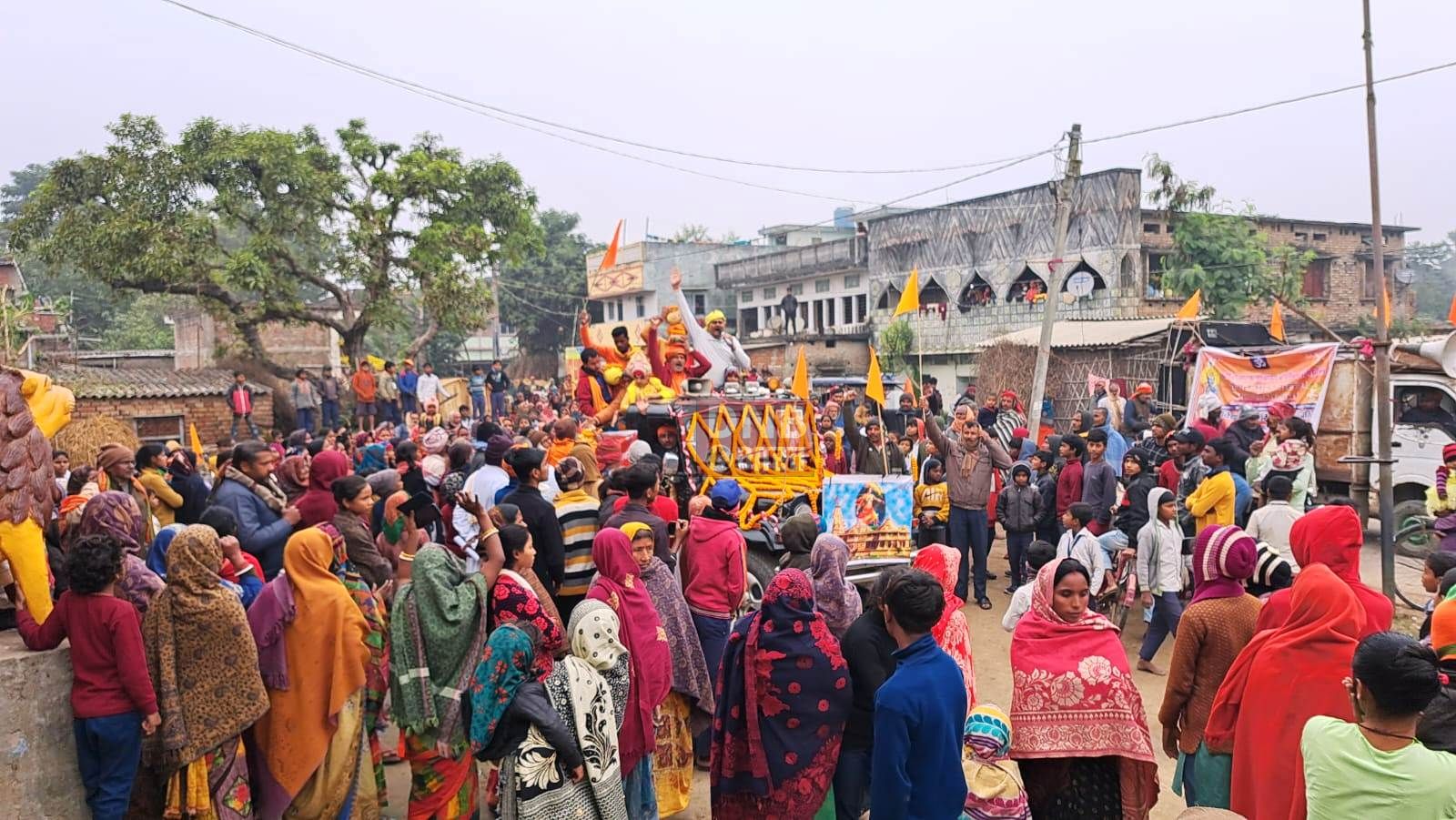 बछवाड़ा के विभिन्न पंचायत में निकाली गई राम लला प्रतिष्ठा पूजन अक्षत कलश निमंत्रण शोभा यात्रा 2
