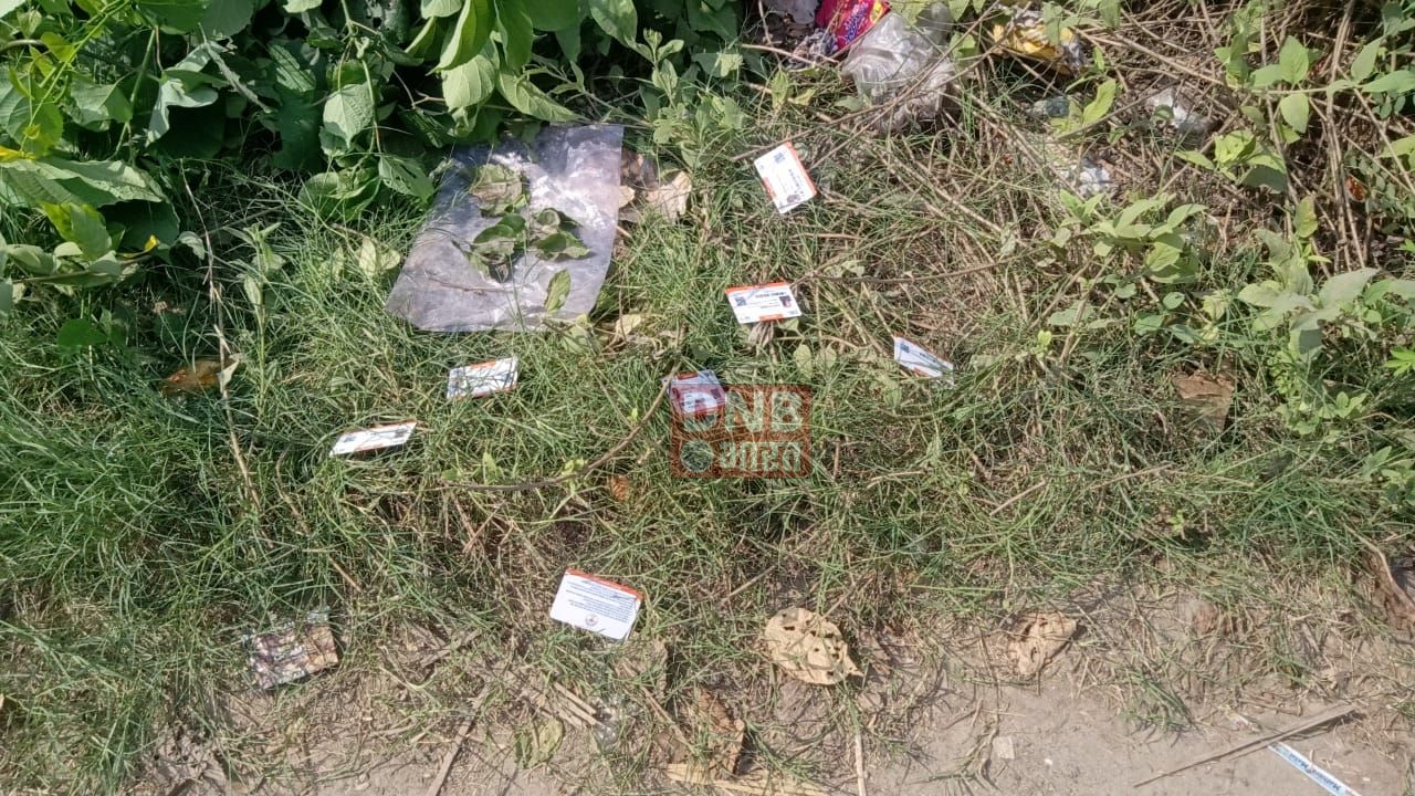 बछवाड़ा में सड़क के किनारे कचड़े में फेका मिला सैकड़ो  आयुष्मान कार्ड 2