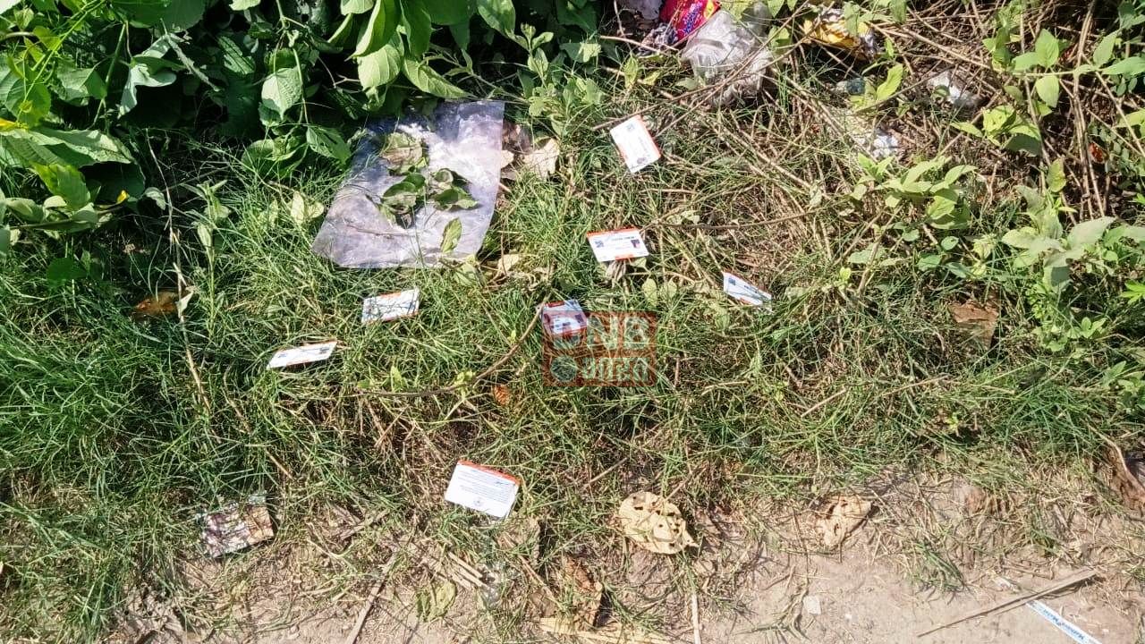 बछवाड़ा में सड़क के किनारे कचड़े में फेका मिला सैकड़ो  आयुष्मान कार्ड 3