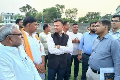 बेगूसराय में खेलों इंडिया यूथ गेम आयोजन को लेकर खेल स्टेडियम मे चल रही तैयारियां का खेल मंत्री और जिलाधिकारी ने लिया जायज  20