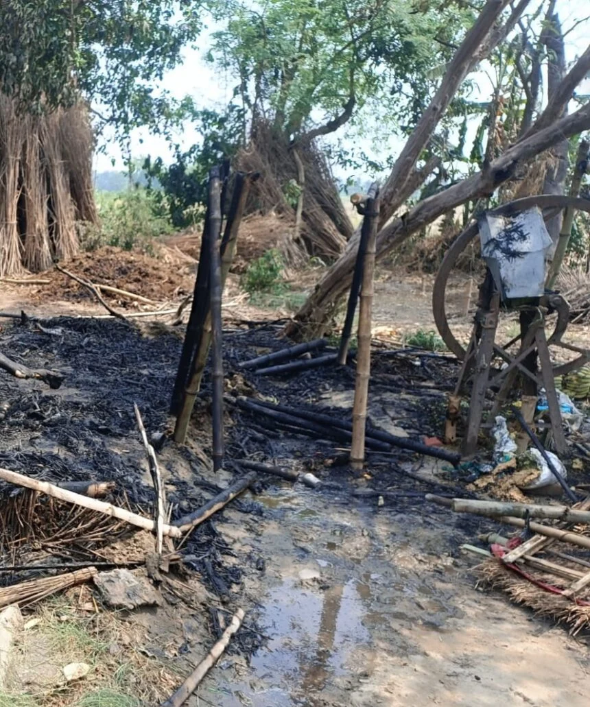 मवेशी घर मे लगी आग, एक दुधारू गाय की झुलस कर हुई मौत  1