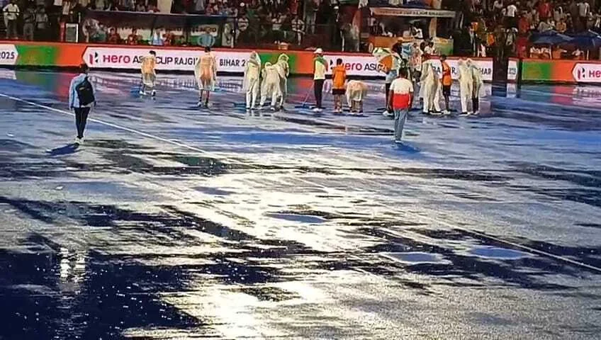 राजगीर में हीरो एशिया कप के दौरान भारत और कोरिया के बीच बारिश के कारण मैच रुका, पचास मिनट बाद शुरू हुआ मैच 2