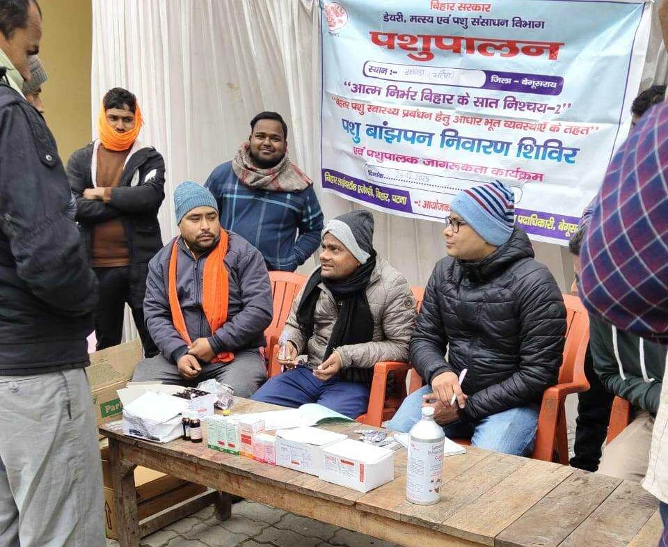 बछवाड़ा में सात निश्चय-2 के तहत पशु बांझपन चिकित्सा शिविर का आयोजन, 167 पशुओं का हुआ इलाज 3
