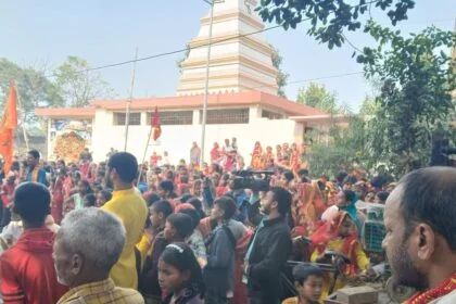 पर्रा में श्रीमद देवी भागवत महापुराण कथा को लेकर निकाली गई भव्य कलश शोभा यात्रा 19