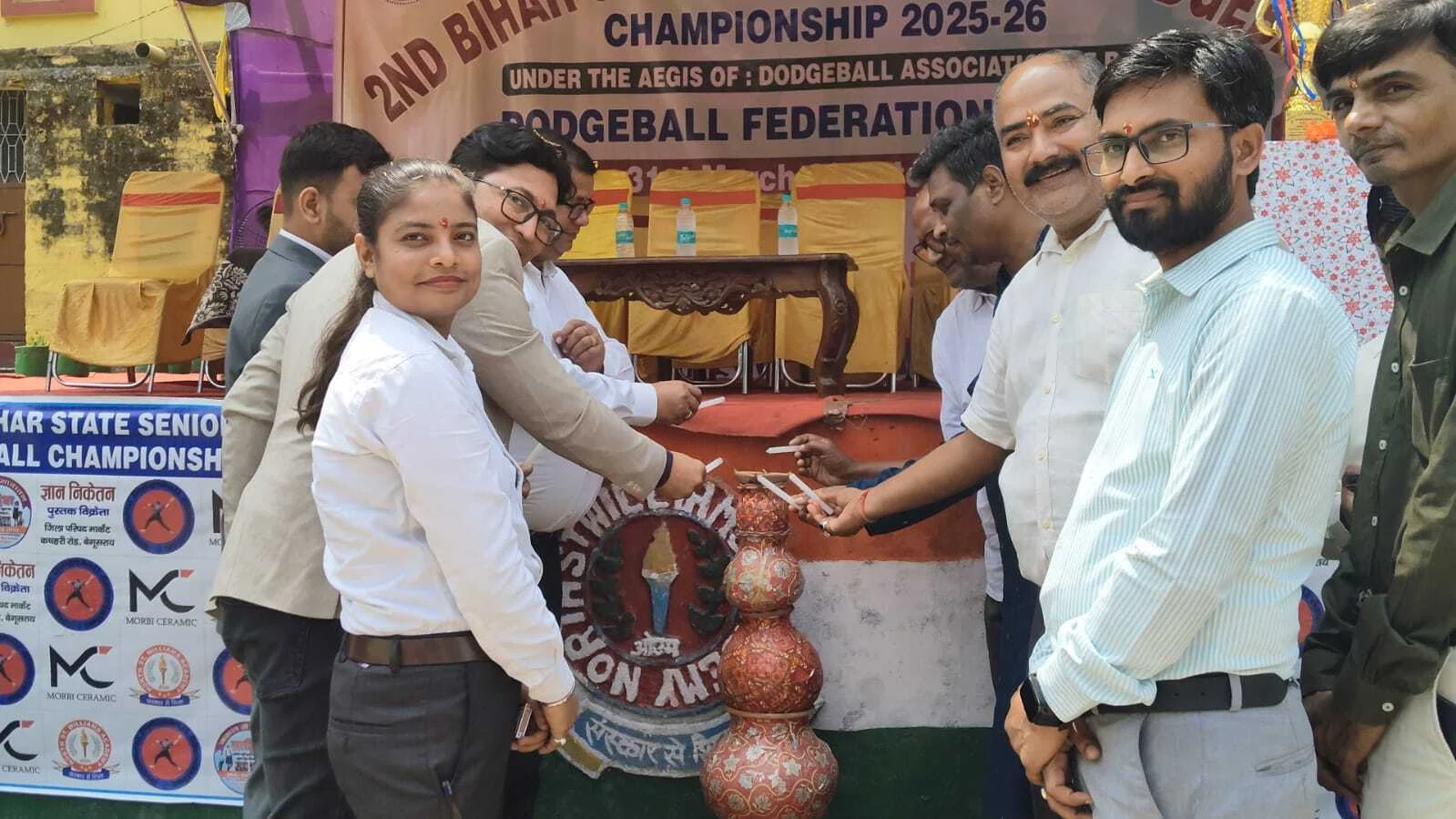 नॉर्थ सेंट विलियम्स एकेडमी तिलरथ के प्रांगण में द्वितीय राज्य स्तरीय सीनियर मेंस डॉजबॉल प्रतियोगिता का शुभारंभ 2