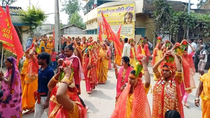 भगवानपुर में वासंतिक नवरात्र पर चेरिया में उमड़ा जनसैलाब, 135 कन्याओं ने निकाली भव्य कलश यात्रा 1