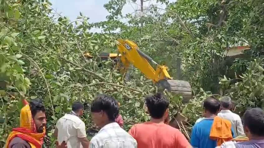 समस्तीपुर: तेज आंधी में 20 साल पुराना बरगद का पेड़ गिरा, रोसरा बाईपास मुख्य मार्ग जाम, आवागमन ठप 3