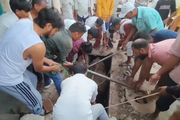 बिहार शरीफ के संकरे नाले में फंसी बेजुबान की जान, कागजी मोहल्ले के युवकों ने 'जुगाड़' से बचाई गाय 1
