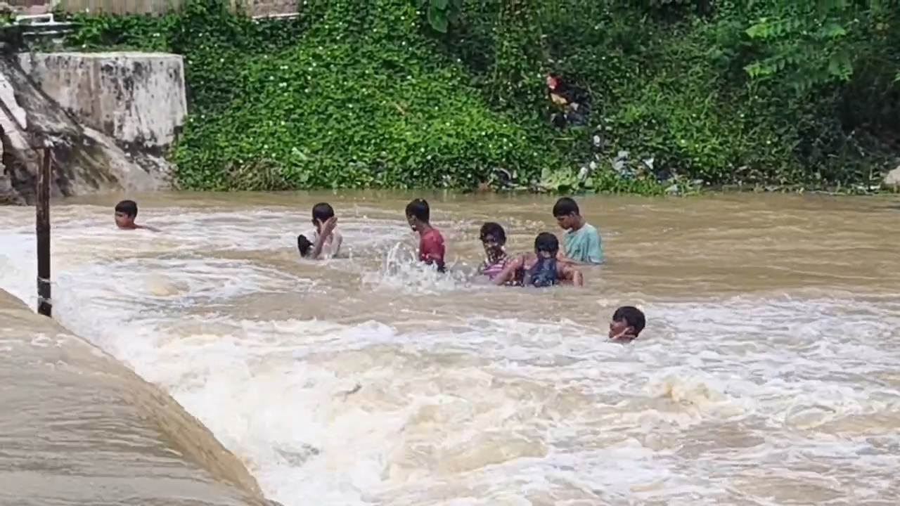 नालंदा के पंचाने नदी उफान पर: सोहसराय के छिलका पर तेज बहाव के चलते आवागमन बंद, बैरिकेडिंग तोड़ नहा रहा बालक बहा; बाल-बाल बची जान 3